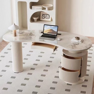 Wooden Small Computer Desk with Marble Top for Writing and Working
