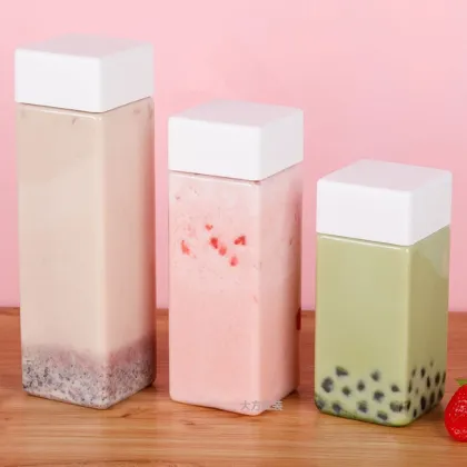 Plastic Square Voss Bottles 500ml 750ml with Tamperproof Lids