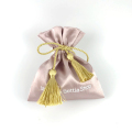 Pembungkusan Mewah Pouch Pouch Perkahwinan Logo Sulaman Mutiara Beg Pouch Perhiasan Satin Mutiara Dengan Tassel