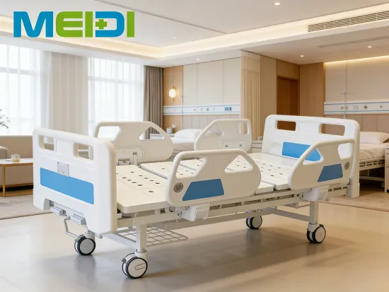 Perforated Three-Crank Hospital Bed | Four Small Rails, Central Brake, For Hospital Use