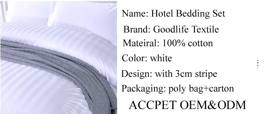 Custom Luxury White Stripe 5 Star Hotel Bedding Sets