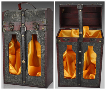 Classic Antique Portable Leather Wine Box