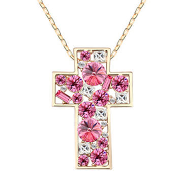 Choker Necklace, Swarovski Element Cross Pendant, PayPal is Available