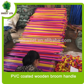Factory price wholesales PVC coated wooden mop stick with colorful cap