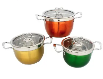 Colorful 5 Piece Cooks Stainless Steel Cookware Set