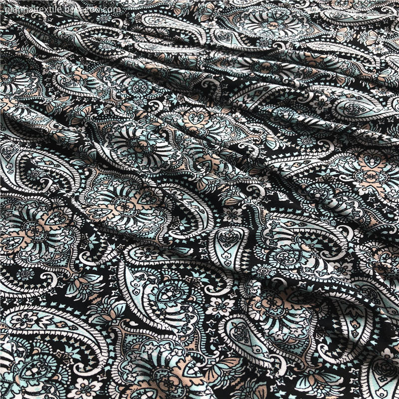 hotselling rayon jersy paisley printed