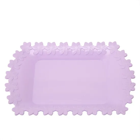 Hot Sale Flower Edge Square Plastic Fruit Plate