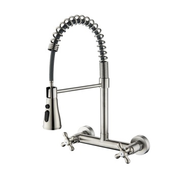 Modern Wall-Mounted Kitchen Faucet with 3 Functions and Double Handles