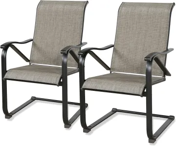 Outdoor Spring Motion Dining Bistro Chairs with Steel Frame - Black Patio Chairs