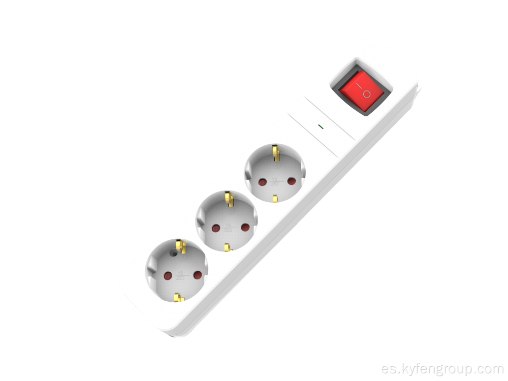 Protección de sobretensiones de la luz del interruptor de luz de la tira de alimentación de 3 outlet