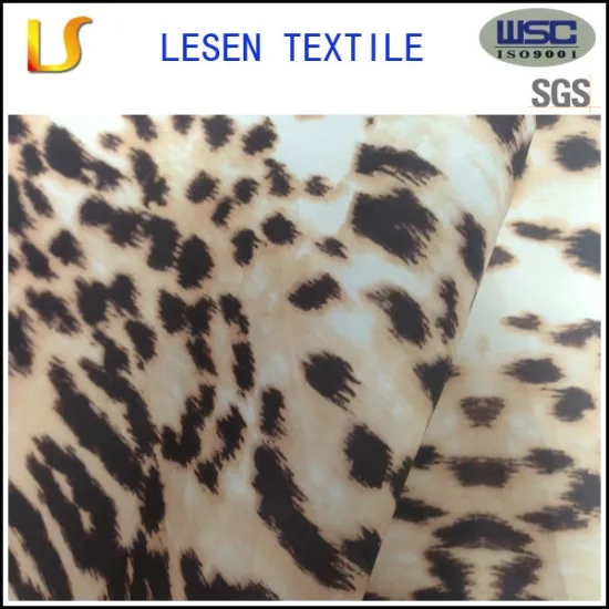 300T Leopard Print Polyester Taffeta Fabric