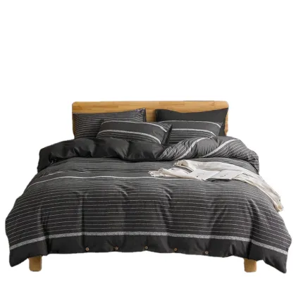 Nantong Home Textile 4pc Printed Microfiber Polyester Quilt Cover Set with Button