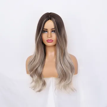 Wholesale price  synthetic braiding long wave hair  ombre slivery  gray  wig deputy synthes tfnadvanced rose net headgear wig
