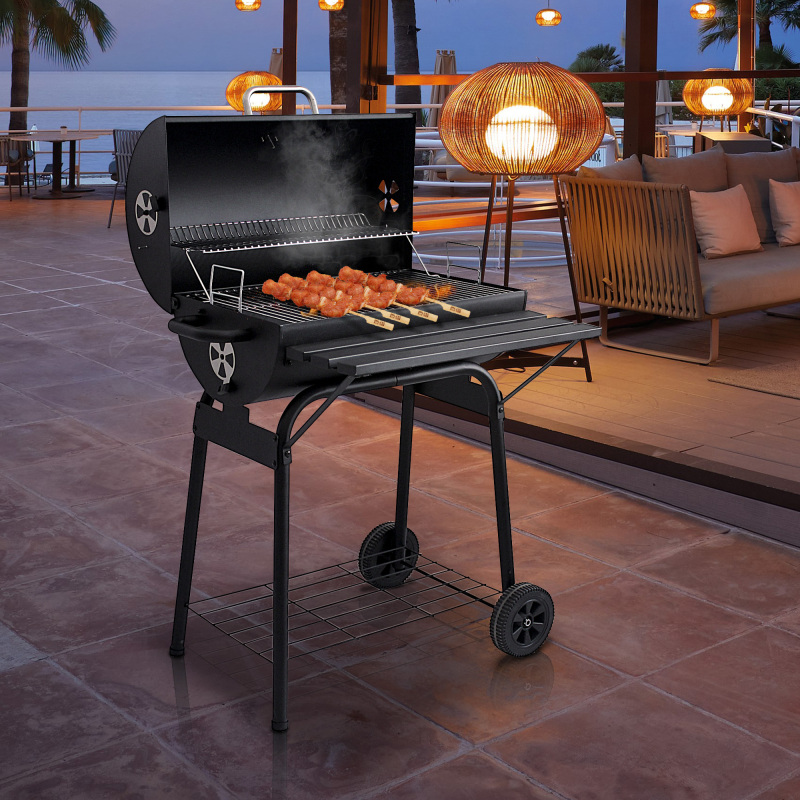 Heavy Duty Trolley Barbecue Grill Outdoor Charcoal BBQ Grill Offset Smoker