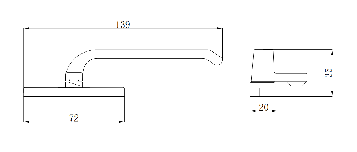 window handle installed on aluminum casement window