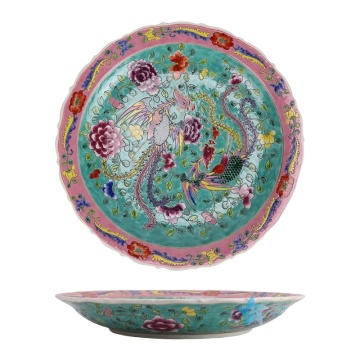 Jingdezhen Porcelain Pastel Three Colours Large Home Decoration Ceramic Plate