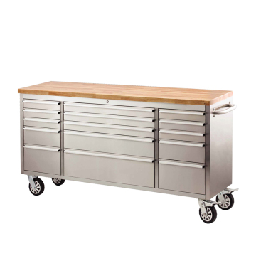 72 inch Garage Drawer Tool Cabinet Wooden Top Multi-Drawer Wood Top Chest for Workshop