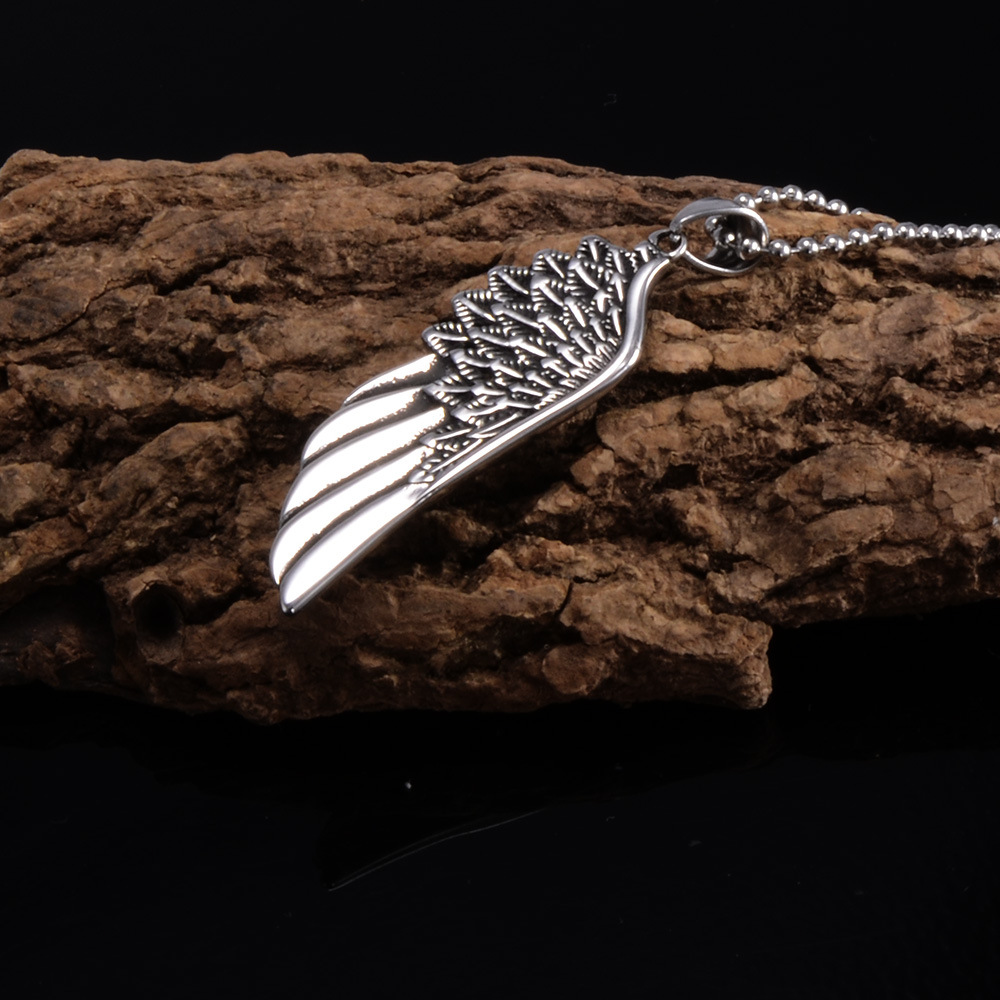 Stainless Steel Vintage Gothic Feather Angel Wing Pendants