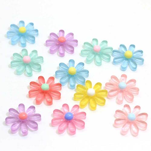 Fancy Transparent Flower Shaped Cute Cabochon Girls Garment Accessories Beads Bedroom desk Ornaments Charms