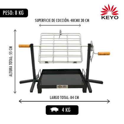 mini asador de cerdos a la parrilla de carbon 40cm