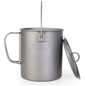 Mug Minum Titanium dengan pemegang boleh dilipat