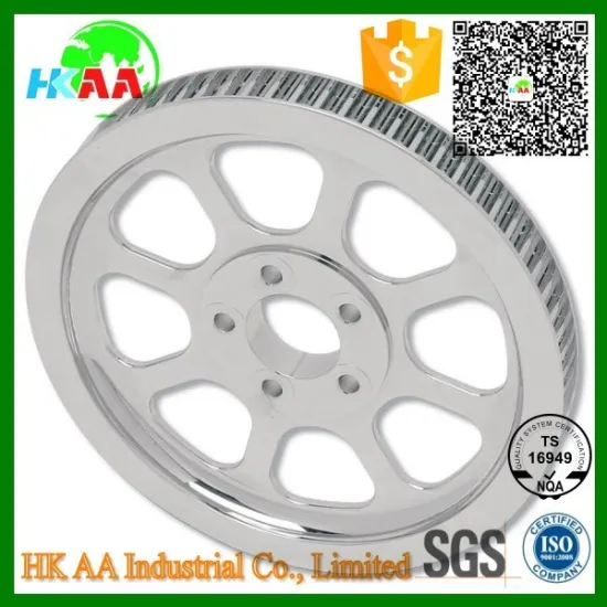 CNC machined chrome plated flat belt pulley, motorcycle rear accessory belt pulley