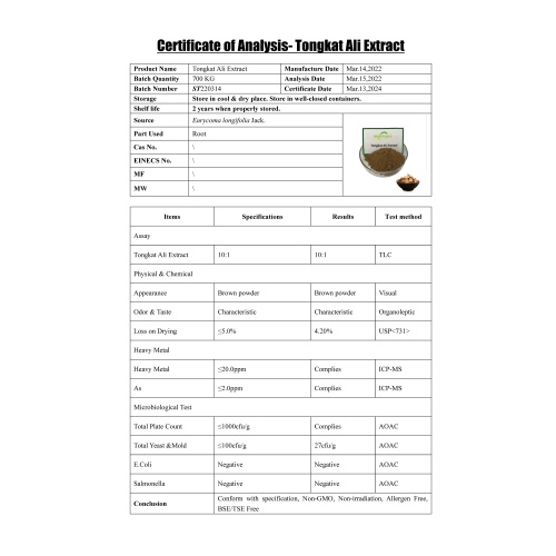 High Quality Natural Tongkat Ali Extract Powder