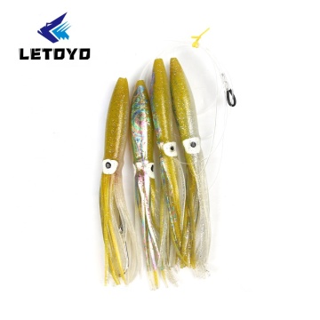 Letoyo 9 "bläckfisk lockar med 7/0 rostfritt stål krokar för saltvatten trolling