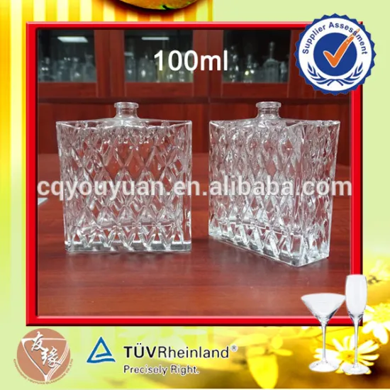 Crystal clear designed triangle shape perfume bottle 100ml