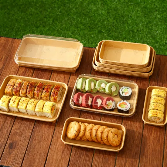 Kraft Paper Takeaway Trays Eco-Friendly Food Packaging