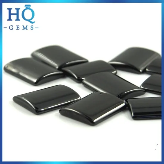 Synthetic black agate flat bottom arch bridge shaped rectangle cubic zirconia stone for sale