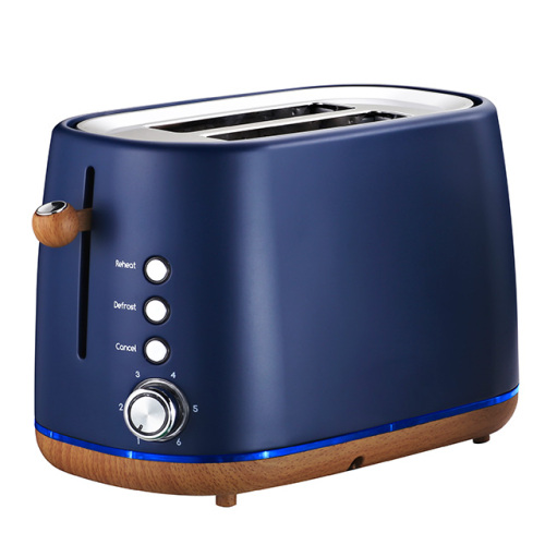 Blue Coating Wooden Bottom 4-Slice Electric Toaster Oven