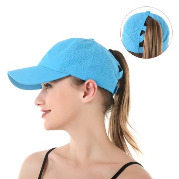 Womens Cross Ponytail Baseball Cap Adjustable High Messy Bun Quick Drying Hat for Outdoor Sports