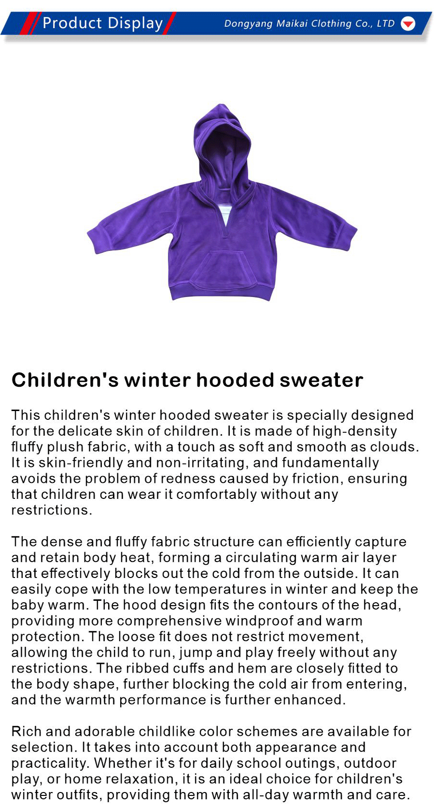 Child Winter Hooded Garment