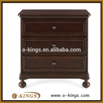 Antique 3 drawers wooden night stand with brass handle