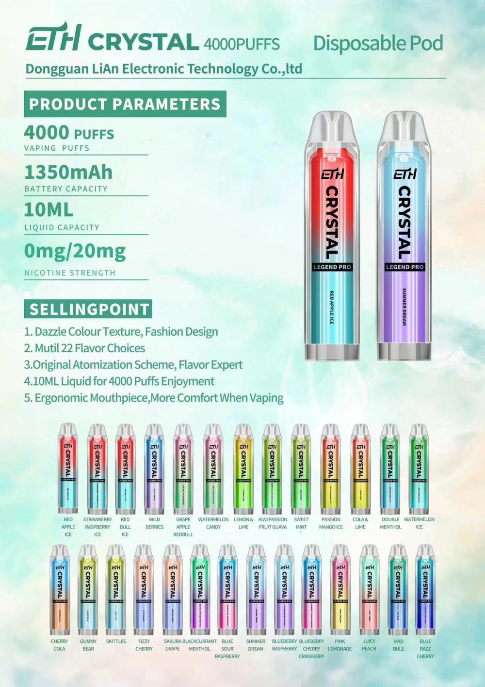 ETH Crystal Legend Pro 4000puffs Disposable Vape Wholesale