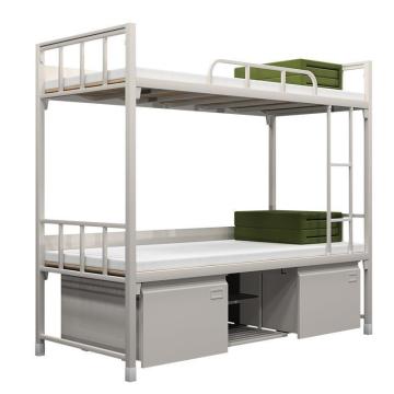 Mortise and Tenon Steel Bunk Bed with Under Bed Cabinet