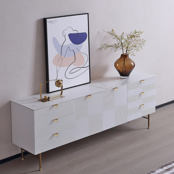 Modern White Marble Top TV Stand for Luxury Home Furniture