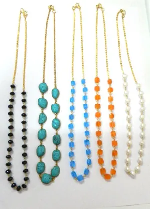 925 Sterling Silver Blue Chalcedony Gemstone Necklace