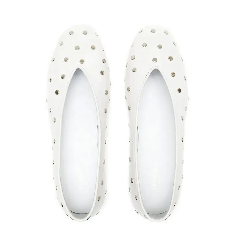 Black Leather Studded Ballet Flats
