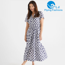 Vestido de manga corta estampado de moda para mujer