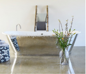 antique pedestal freestanding cast iron bathtub with mirror finish stainless steel skirt BGL-76-M