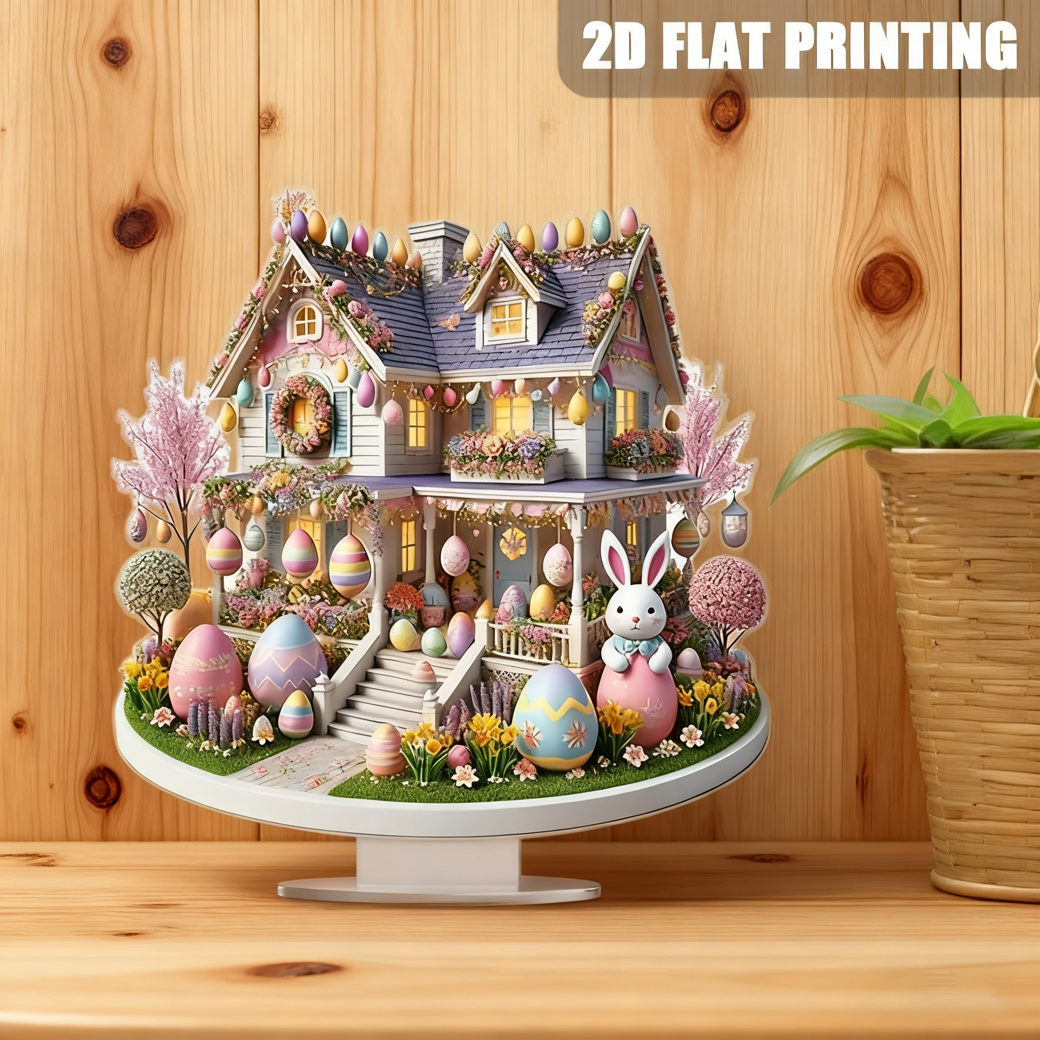 Easter Bunny Egg House Acrylic Tabletop Standee
