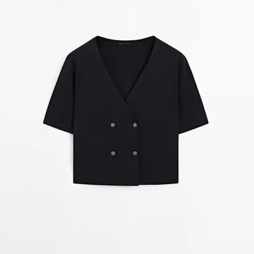 Women's V-neck short sleeved cardigan