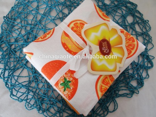 100 cotton printed orange tea towel