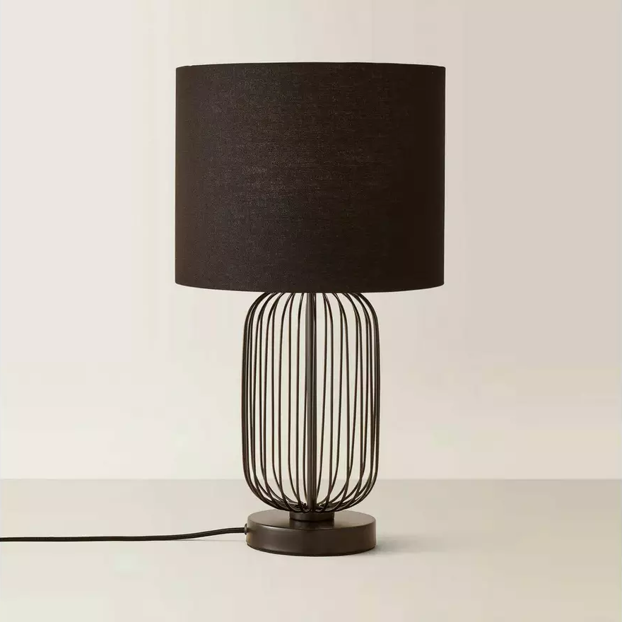 Touch Dimmer Metal Cage Table Lamp Black Shade (4)