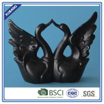 Luxury modern ceramic goose figurine decoration black goose