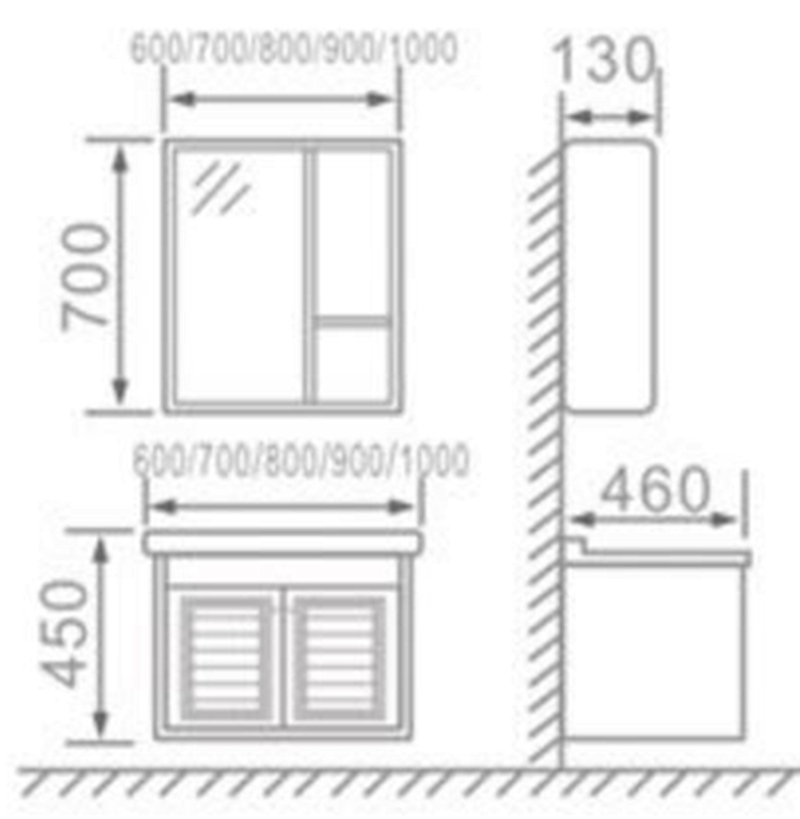 	New Design White Bathroom Cupboard with Doors