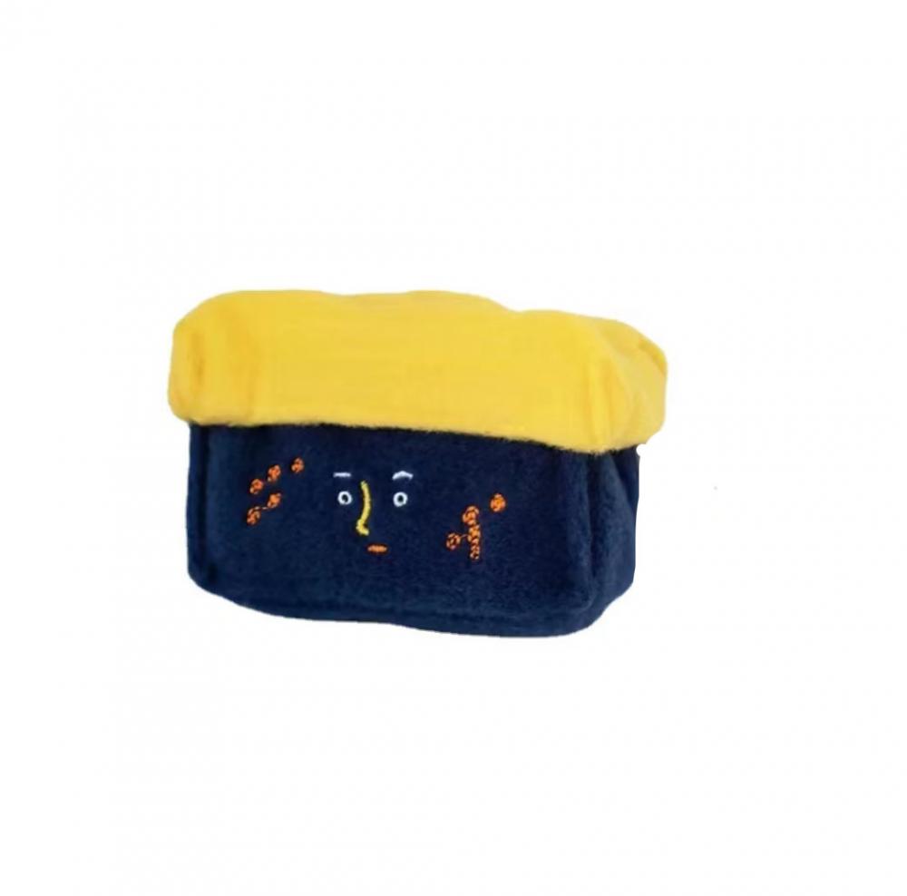 Sac de rangement de rangement en peluche bleu de couvercle jaune