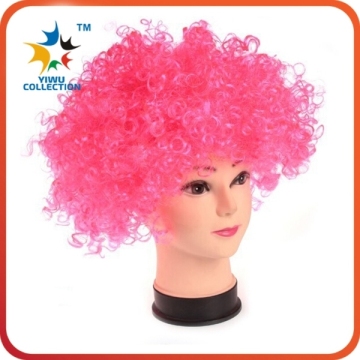 cheap fashion long curly hair fans football white red blue wig